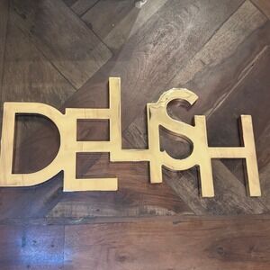 Delish Gold Wall Sign Kitchen Dining Room Decor Modern Metal Foodie Accent‎